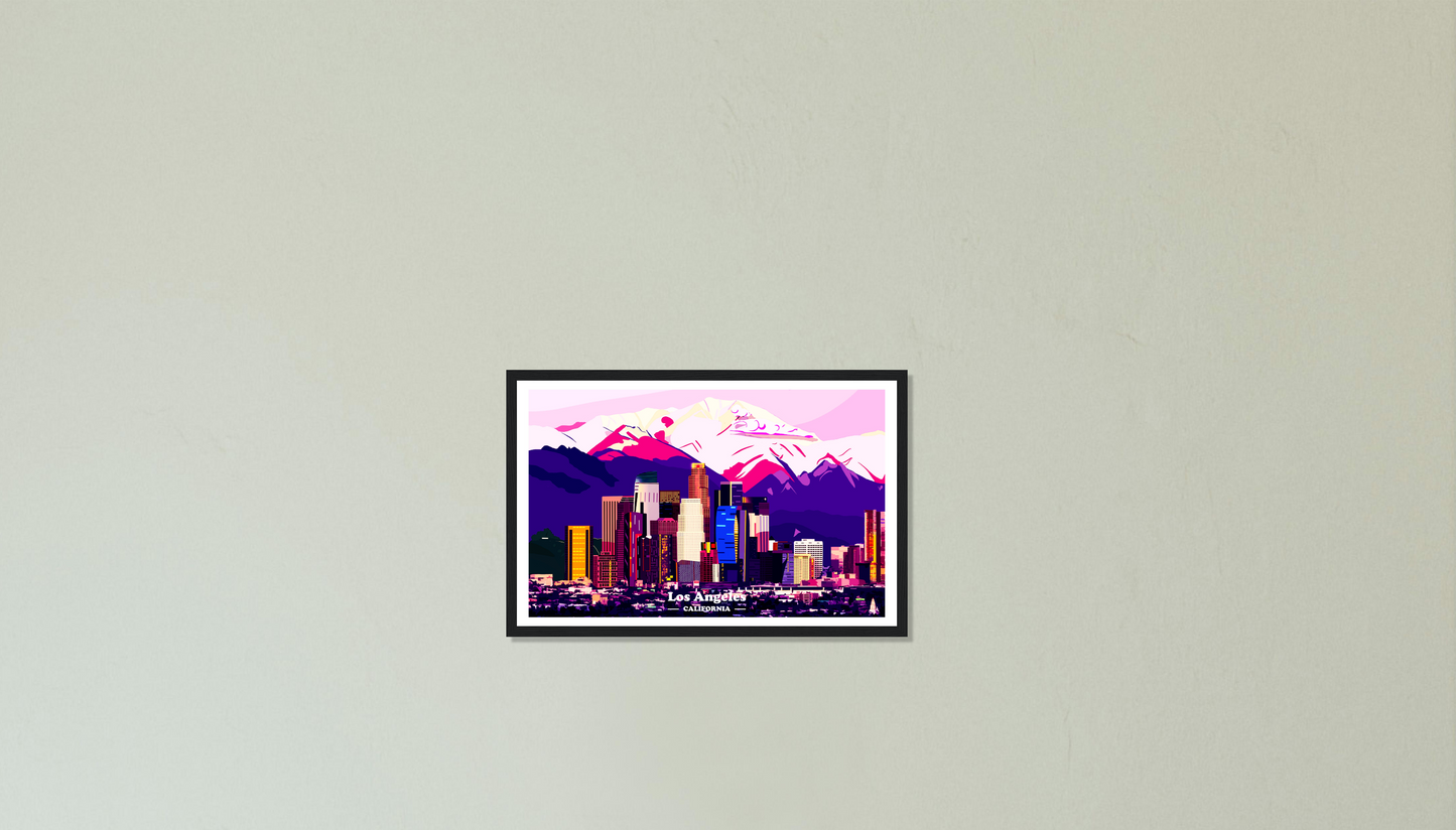 Los Angeles Matte Paper Wooden Framed Poster, Travel Wall Art, City Poster For Home Decoration