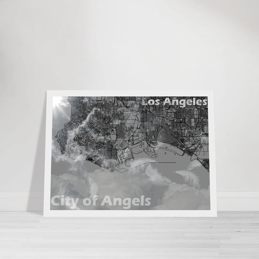 Map of Los Angeles Poster with Wooden Frames