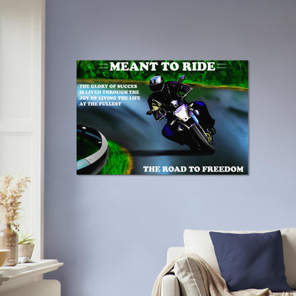 Rider Illustration on Canvas for Travel Enthusiasts with Motivational Message