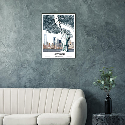 New York Vintage Travel Poster with Durable Aluminum